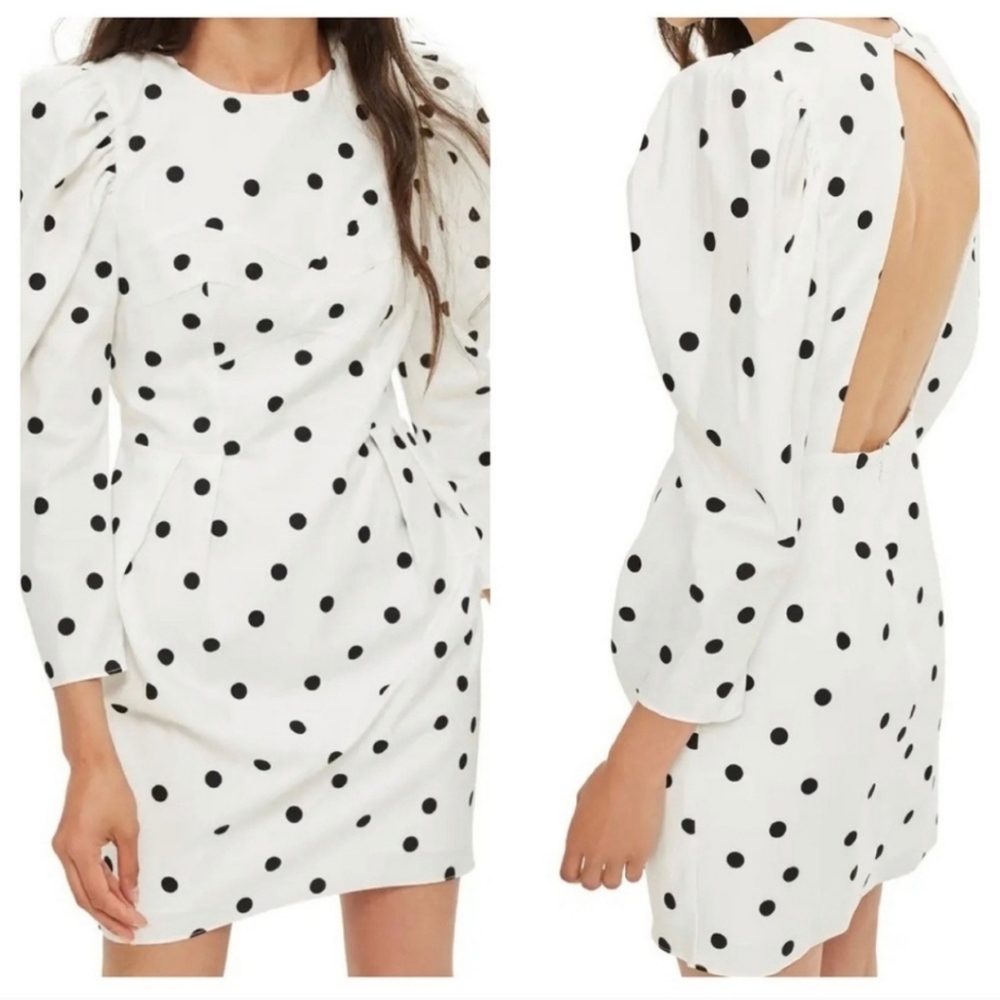 Topshop Dres (white w black polka dot)